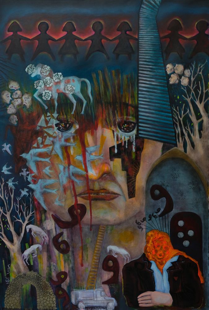 And we have persevered , acrylic on canvas,163x110cm by Mahsa Karimi