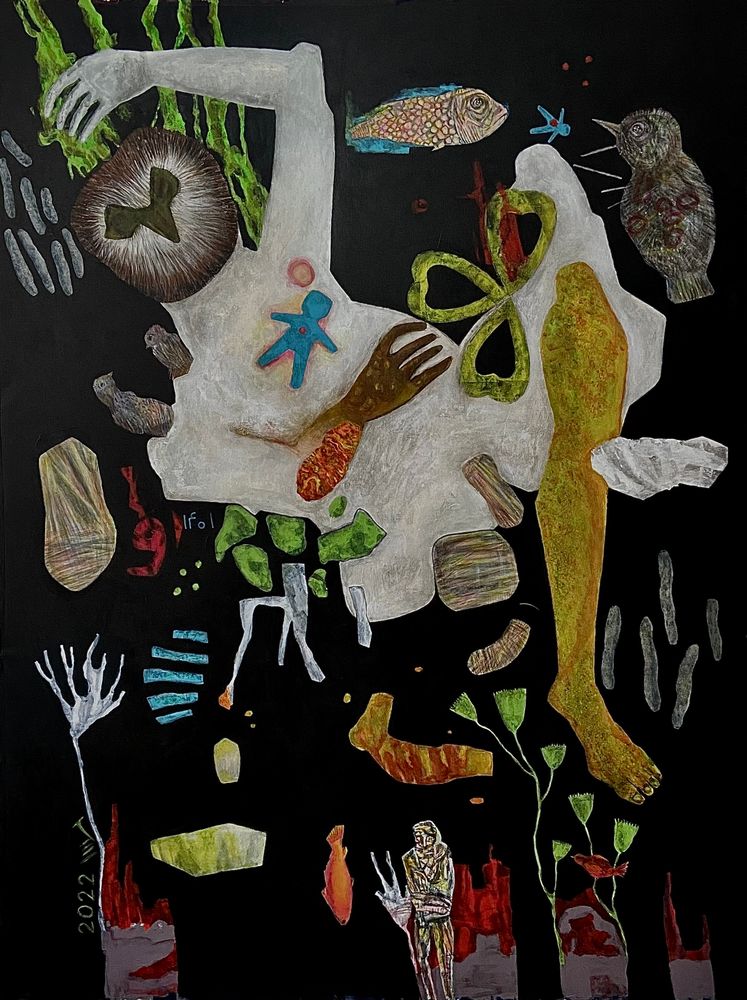 And we have persevered , acrylic on canvas,163x123cm by Mahsa Karimi