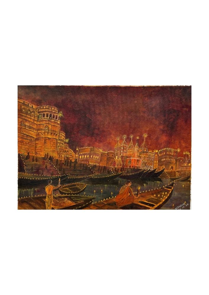 Varanasi Ghat on a 97 Diwatinight by Amoha Galleria Collection