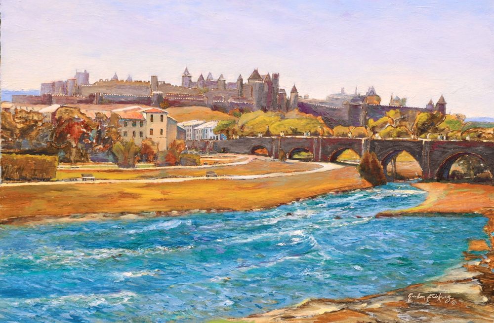 Carcassonne and the river Aude. by Gordon Stuart Allen Frickers